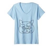 Mujer One Line Exotic Shorthair Camiseta Cuello V