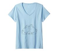 Mujer One Line Pug Kiss Camiseta Cuello V