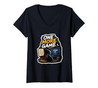 Mujer One More Game Gamer Controller, diseño Retro para Juegos Camiseta Cuello V