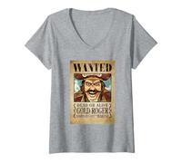 Mujer One Piece Gold Roger Pirate Wanted Poster Camiseta Cuello V
