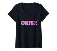 Mujer One Piece Luffy Jolly Roger Bright Logo Camiseta Cuello V