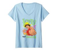 Mujer One Piece Neon Luffy Most Wanted Camiseta Cuello V