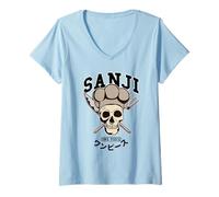 Mujer One Piece Sanji Collegic Skull Camiseta Cuello V