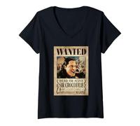 Mujer One Piece Sir Crocodile Pirate Wanted Poster Camiseta Cuello V