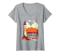 Mujer One Piece Twin Cape Reverse Mountain Poster Camiseta Cuello V