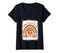 Mujer One Thankful Brother Rainbow Matching Family Thanksgiving Camiseta Cuello V