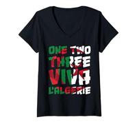 Mujer One Two Three Viva l'algérie Algeria Algériens DZ Algérien Camiseta Cuello V