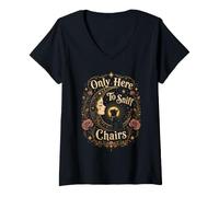 Mujer Only Here To Sniff Chairs Celestial Tarot Cat Camiseta Cuello V