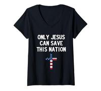 Mujer Only Jesus Can Save This Nation Camiseta Cuello V