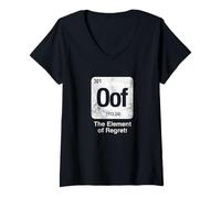 Mujer Oof El Elemento del Arrepentimiento Tabla Periódica Divertida Ciencia Camiseta Cuello V