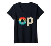 Mujer Op Ocean Vintage Pacific Ocean Beach Sun Palm Trees Retro Camiseta Cuello V