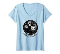 Mujer Open The Door Funny Cat Gang Meme Camiseta Cuello V