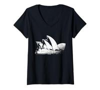 Mujer Ópera de Sídney Vintage Skyline Sydney Opera House Australia Camiseta Cuello V