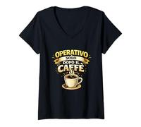 Mujer Operativo Dopo il Caffè Divertente Lavoro Stanchezza Caffè Camiseta Cuello V