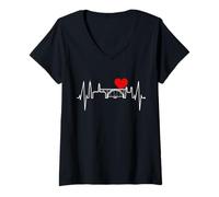 Mujer Oporto Skyline Latido del Corazón Portugal Me Encanta Porto Camiseta Cuello V