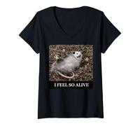 Mujer Opossum I Feel So Alive Playing Dead Humor irónico sarcástico Camiseta Cuello V