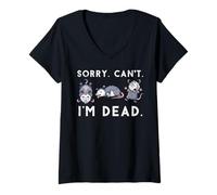 Mujer Opossum Sorry Cant Im Dead Funny Zarigüeya Humor Hombres Mujeres Niños Camiseta Cuello V