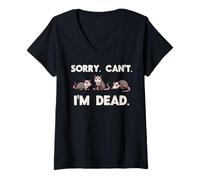 Mujer Opossum Sorry Cant Im Dead Funny Zarigüeya Humor Hombres Mujeres Niños Camiseta Cuello V