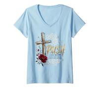 Mujer Ora hasta Que Algo suceda La fe Cristiana Camiseta Cuello V