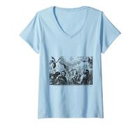 Mujer Oración Retro del purgatorio para Las Almas Santas católico Halloween Camiseta Cuello V