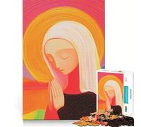 Mujer orando en la luz Rompecabezas para Adultos de 1000 Piezas Juego de concentración Mental Manualidad de Corte de Alta precisión Actividad para Fortalecer los Lazos Familiares y Amigos (38x52cm)