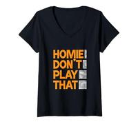 Mujer Orange Homie Don't Play That. gráfico naranja Camiseta Cuello V