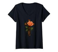 Mujer Orange Rose Magical Dripping Faith Believe God Bella Rose Camiseta Cuello V