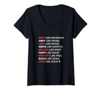 Mujer Orar Obedecer Liderar Servir Creer Amor Como Jesús Camiseta Cuello V