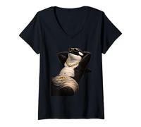 Mujer Orca Gafas Sol Streetwear Relax Camiseta Cuello V