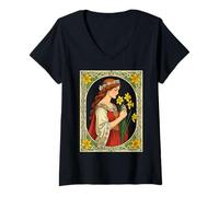 Mujer Orgullo Art Nouveau St Davids Day Camiseta Cuello V