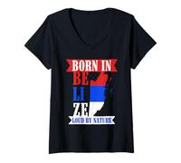 Mujer Orgullo Beliceño Born In Belize Loud by Nature Camiseta Cuello V
