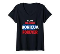 Mujer Orgullo Boricua Raíces Puertorriqueñas Patrimonio Isla Coquí Taíno Camiseta Cuello V
