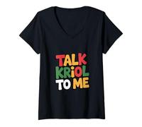 Mujer Orgullo de Belice Habla KRIOL CONMI Idioma Camiseta Cuello V