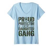 Mujer Orgullo de criar niñas diseño para un papá Camiseta Cuello V