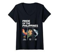 Mujer Orgullo De Filipinas Divertido Pollo Arroz Pescado Cultura Camiseta Cuello V