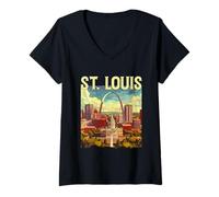 Mujer Orgullo de Recuerdo de San Luis Missouri Camiseta Cuello V