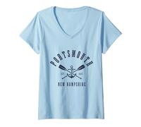 Mujer Orgullo de Recuerdos náuticos de Portsmouth New Hampshire Camiseta Cuello V