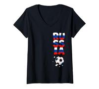 Mujer Orgullo de Rusia (impresión descentrada) Camiseta Cuello V