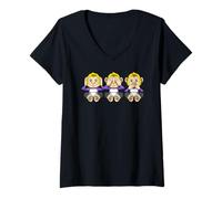 Mujer Orgullo Enby Monos No Binarios Hear See Speak No Evil Camiseta Cuello V