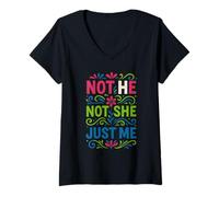 Mujer Orgullo fluido, no él, no ella, solo yo, expresión LGBTQ+ Camiseta Cuello V