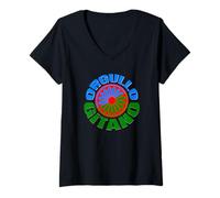 Mujer Orgullo Gitano (Bandera Gitana). Original y Bonito Diseño Camiseta Cuello V