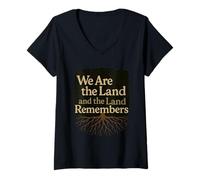 Mujer Orgullo Indígena Voz Nativa Land Back Fuerza Cultural Camiseta Cuello V