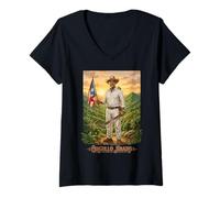Mujer Orgullo Jíbaro Puerto Rico Flag Coqui Heritage Camiseta Cuello V