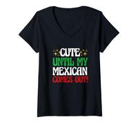 Mujer Orgullo Mexicano Cinco De Mayo Lindo hasta Que Mi Mexicano Salga Camiseta Cuello V