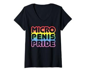 Mujer Orgullo Micro Pene/Haz Tus Pulgadas Grandes Otra Vez, Gay LGBTQ Camiseta Cuello V