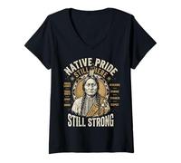 Mujer Orgullo Nativo Toro Sentado Camiseta Cuello V