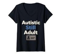 Mujer Orgullo neurodivergente para Adultos autistas Aceptación del Autismo Camiseta Cuello V
