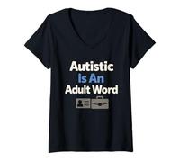 Mujer Orgullo neurodivergente para Adultos autistas Aceptación del Autismo Camiseta Cuello V