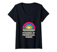 Mujer Orgullo pansexual impulsado por Magic LGBTQ+ Pan Pride unisex Camiseta Cuello V