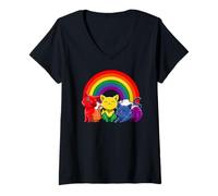 Mujer Orgullo Queer Arcoíris LGBTQ Gatos Gays Camiseta Cuello V
